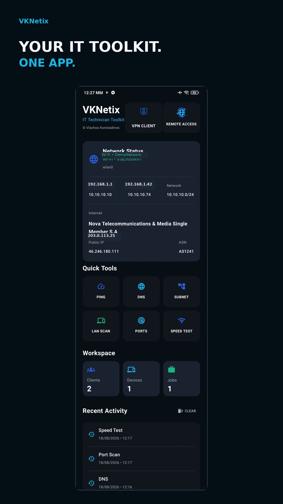 VKNetix app overview